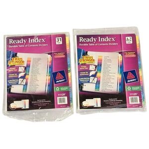 Avery Ready Index Table of Contents Dividers Pack of 2 A-Z & 1-31 Tabs. NEW.